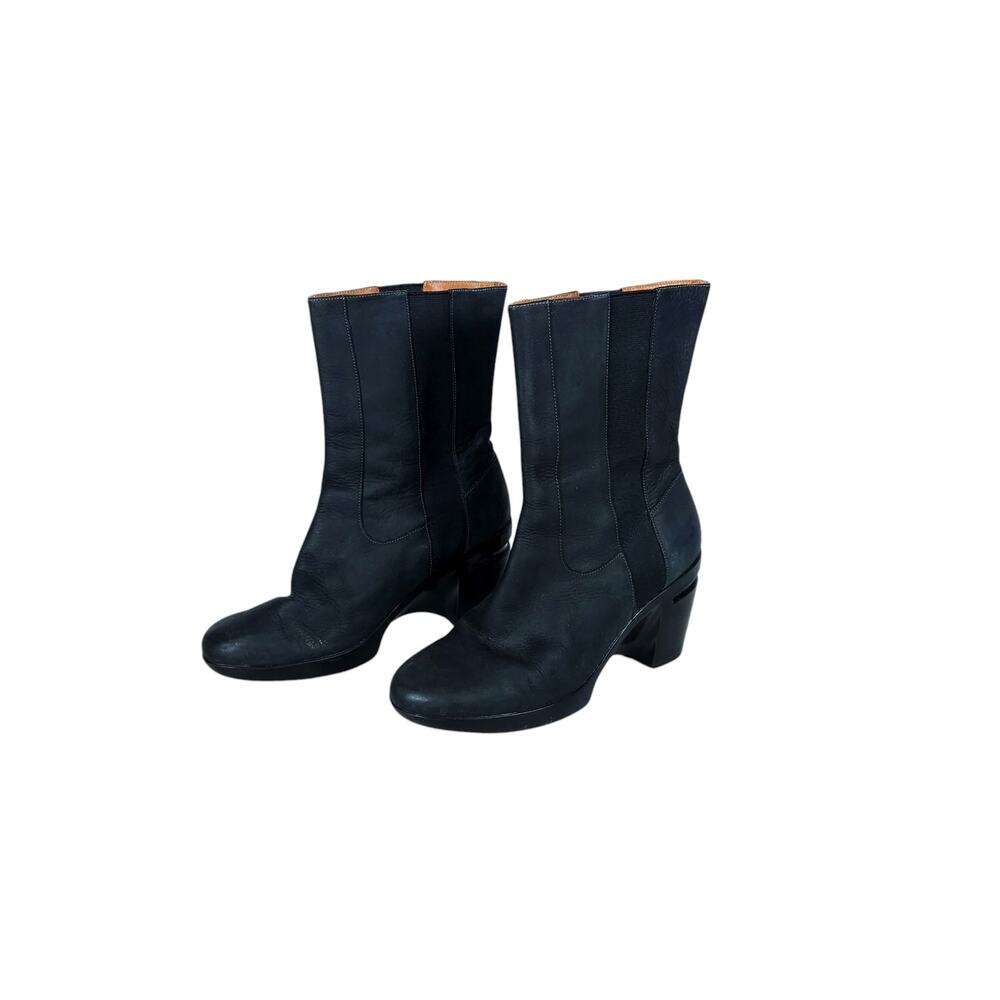 Cole Haan Womens Air Sara Boots 7.5 Black Leather Midcalf Heeled Edgy Retro YK2
